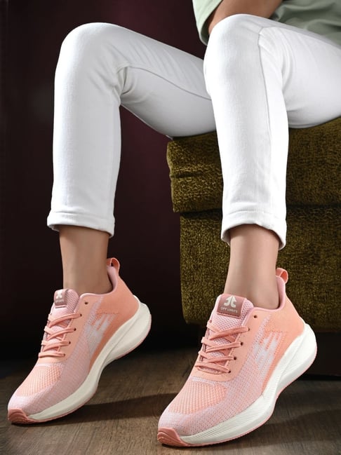 Buy SHOETOPIA Peach Mesh Lace Up Women's Sneakers | Shoppers Stop