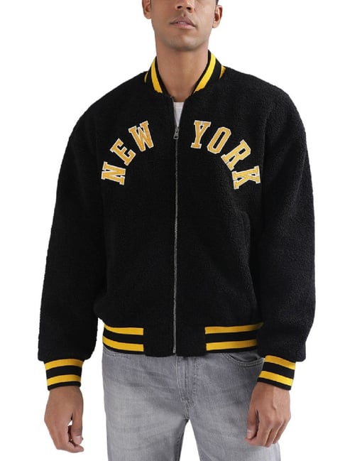 Gant Black Oversized Self Pattern Bomber Jacket-picture-44