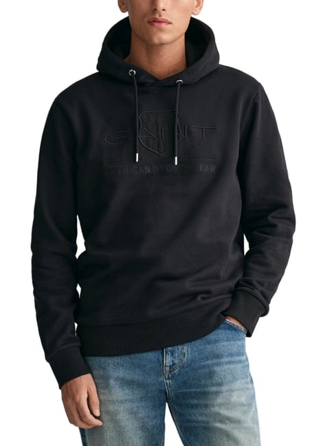 Gant Black Regular Fit Embriodery Hooded Sweatshirt-picture-43