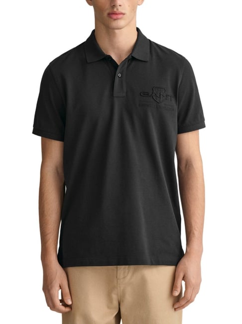 Buy Gant Black Regular Fit Polo T-Shirt for Mens Online Tata CLiQ