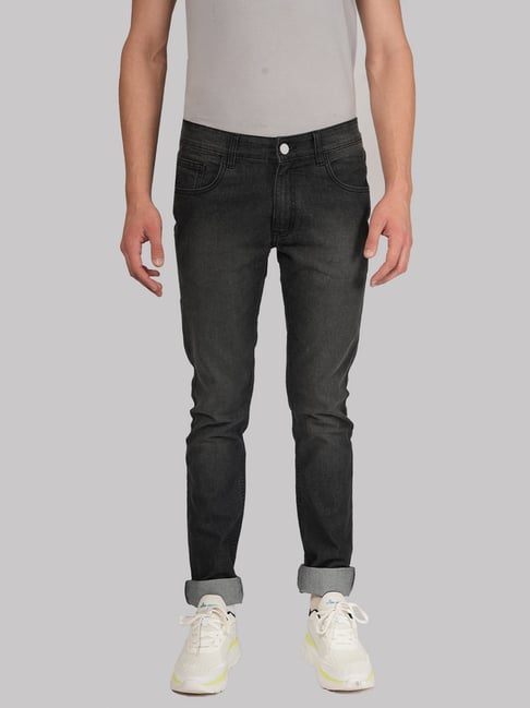 Allen cooper Charcoal Regular Fit Lightly Washed Jeans-picture-38