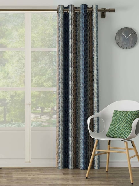 Ddecor Live Beautiful Blue Polyester Room Darkening Door Curtain