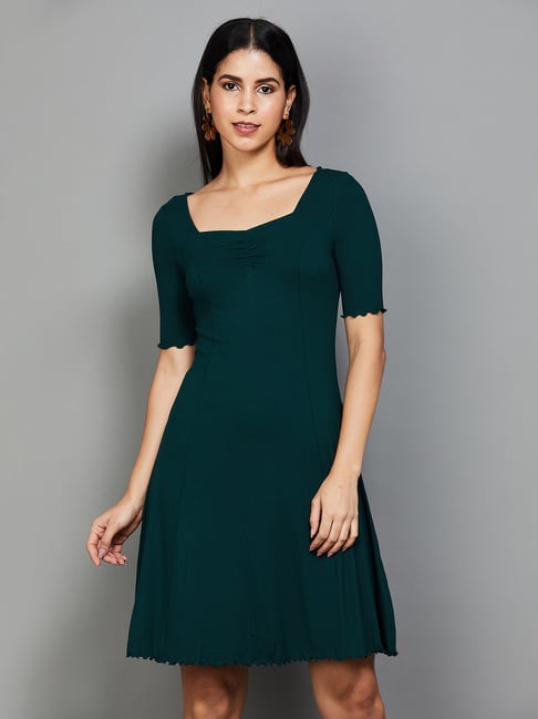 green emerald velvet dress Josie Bandage V Neck Mini Dress