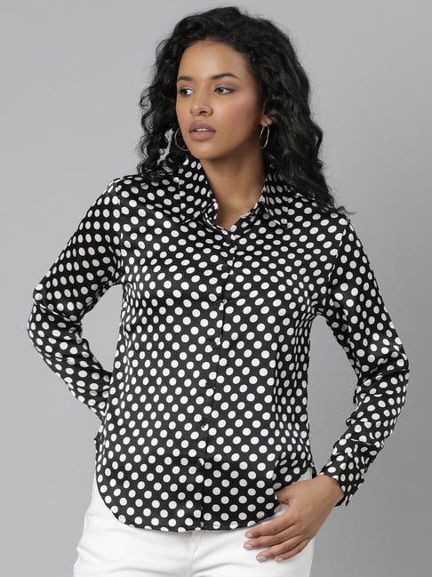 SHOWOFF Black White Polka Dot Shirt