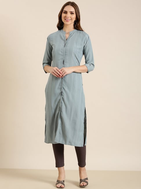 showoffff SHOWOFF Grey Striped Kurta-picture-26