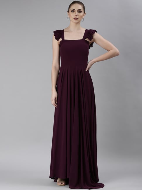 SHOWOFFFF Dark Purple Regular Fit Maxi Dress