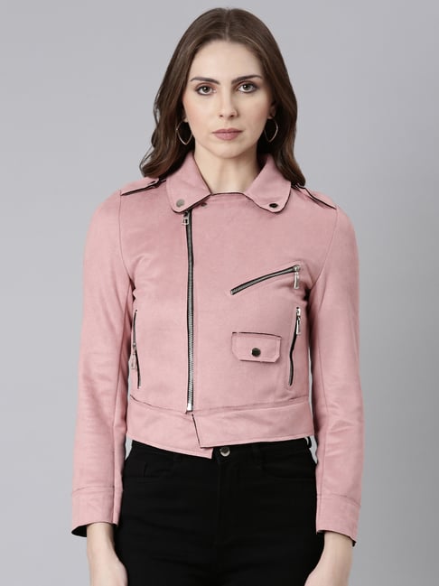 Pink shop suede shirt