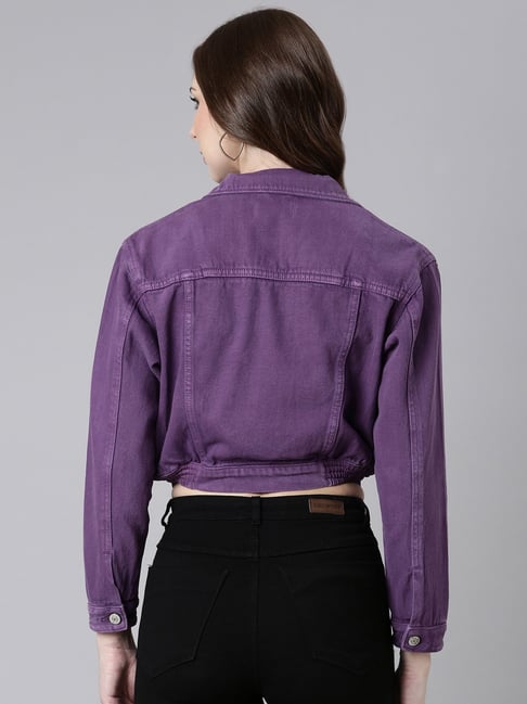 Purple cropped deals denim jacket