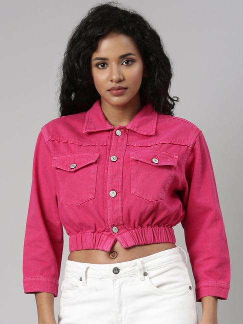 Fuchsia denim clearance jacket