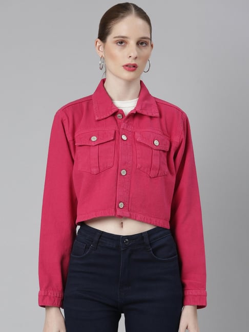 Cropped Jacket Amaryllis Red Cotton Denim | DIOR