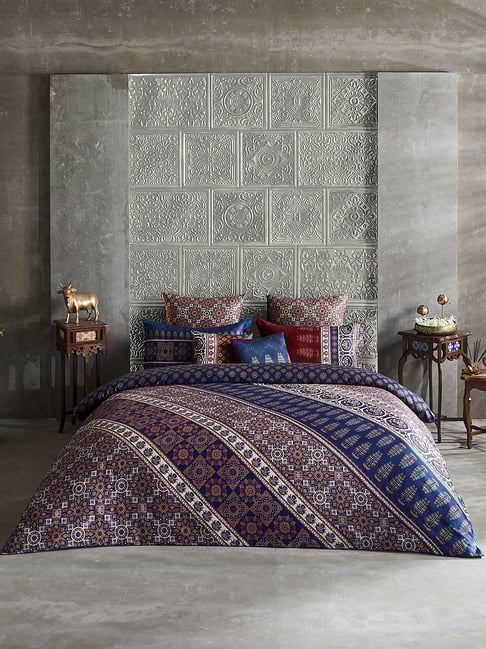 DDecor Printed Blue 210 TC Cotton King Bedding Sets