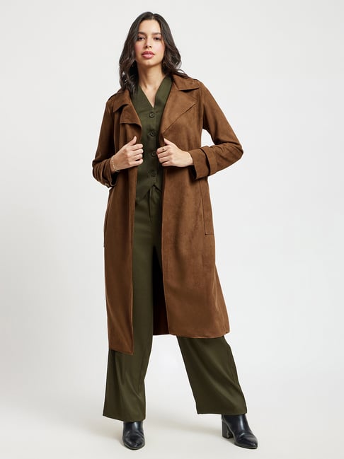 Fablestreet Brown Relaxed Fit Coat