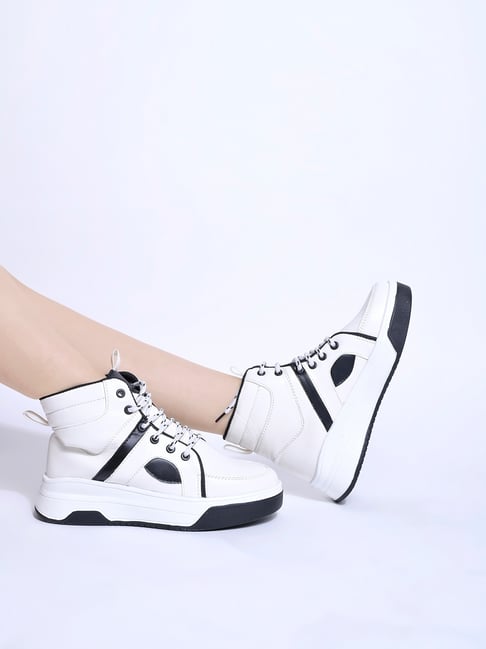 Buy Adult Women's Flat Floral High Top Lace up Casual Canvas Shoes Fashion  Sneakers (7, White) Online at desertcartINDIA