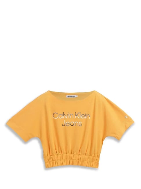 Calvin Klein Jeans Kids Orange Logo Print T-Shirt