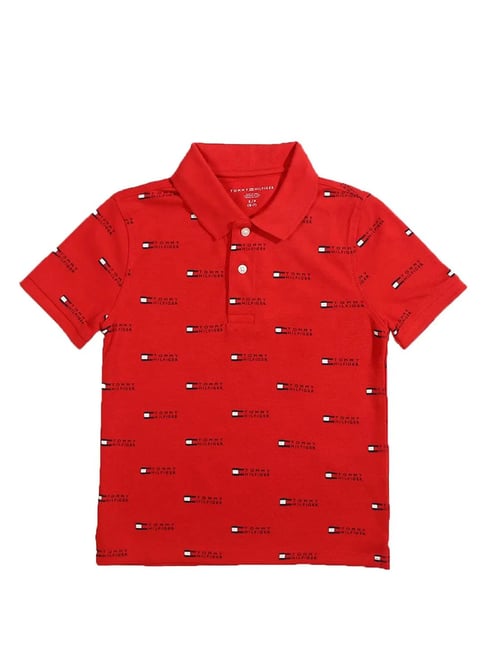 Buy Tommy Hilfiger Kids Red Printed Polo T-Shirt for Boys Clothing