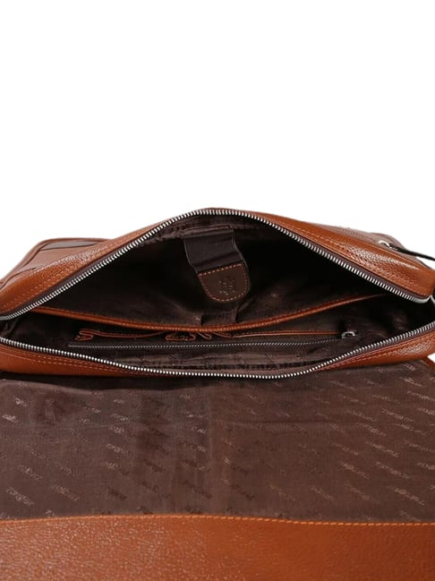 Tortoise DIEGO Tan Leather Medium Messenger Bag 15 inches