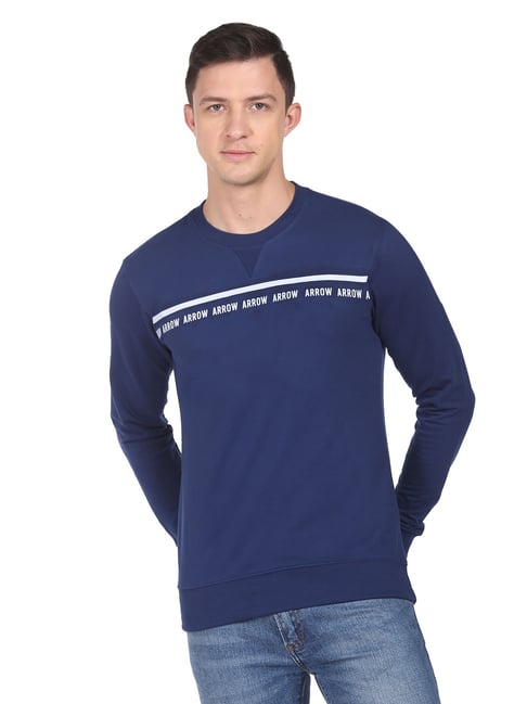 Arrow Sport Mid Navy Regular Fit Printed Sweatshirt