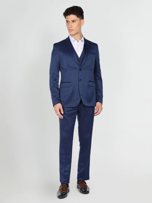 Arrow Navy Regular Fit Three Piece Suit
