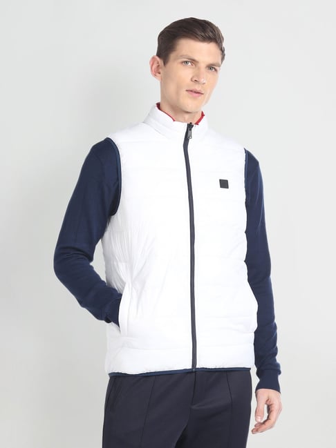 Arrow Sport White & Navy Regular Fit Quilted Jacket-picture-23