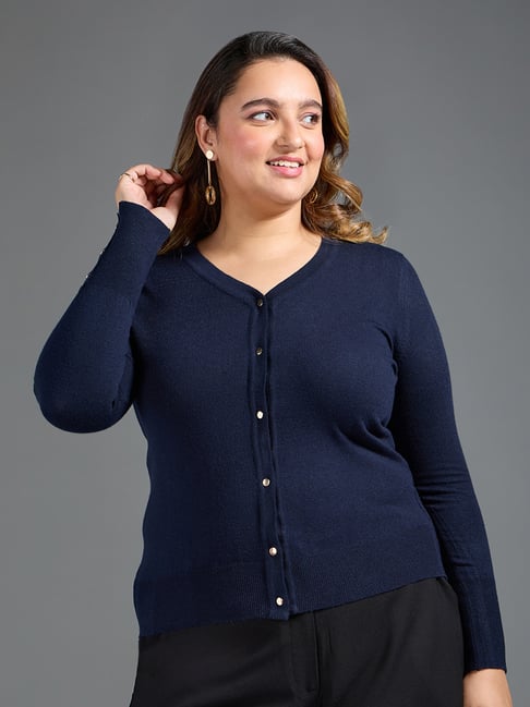 Twenty Dresses Navy Regular Fit Cardigan Sweaters