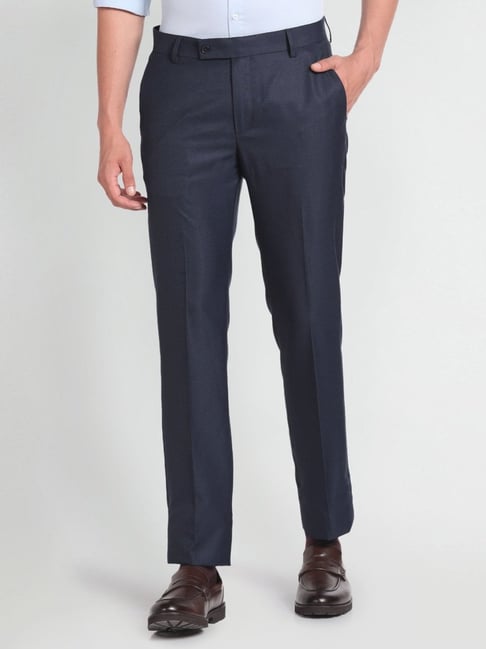 Arrow Dark Blue Regular Fit Trousers