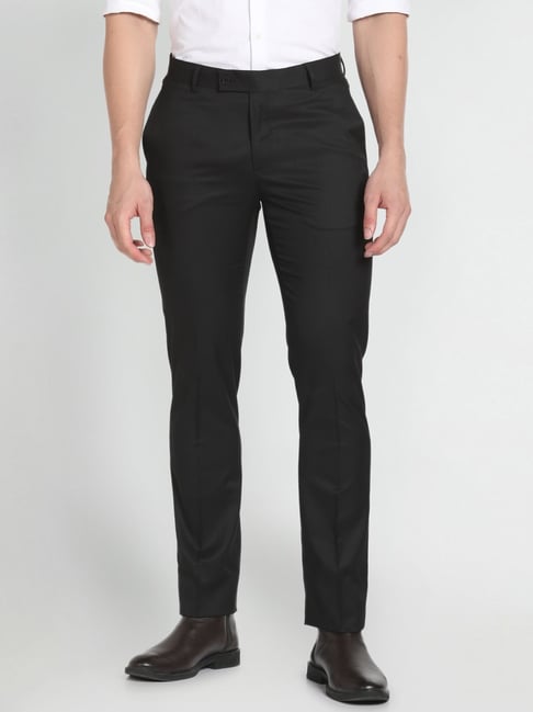 Arrow Black Regular Fit Trousers-picture-31