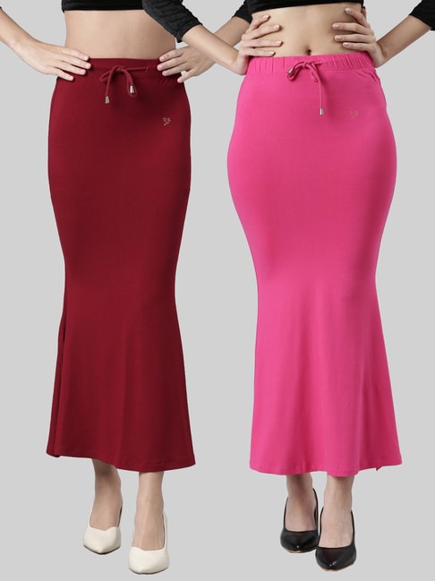 Buy TWIN BIRDS Maroon & Pink Plain Saree Shapewear - Pack Of 2 for Women  Online @ Tata CLiQ