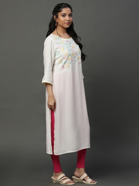Shop Online Regular White Cotton Kurta For Women-saigonsouth.com.vn