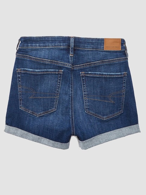 Buy American Eagle Outfitters Denim Blue Cotton Shorts for Women