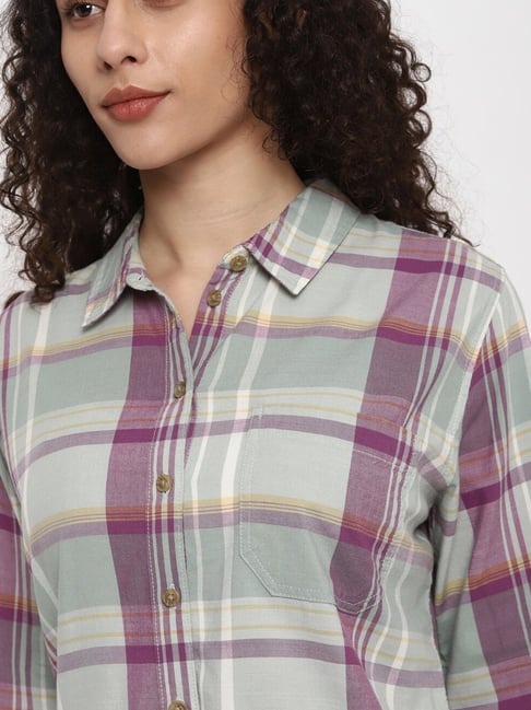 Buy American Eagle Outfitters Green Chequered Shirt for Women