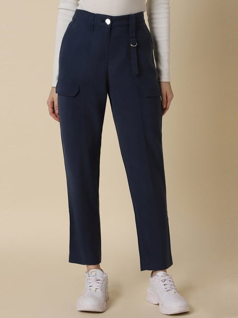 Allen Solly Navy Mid Rise Trousers-picture-31