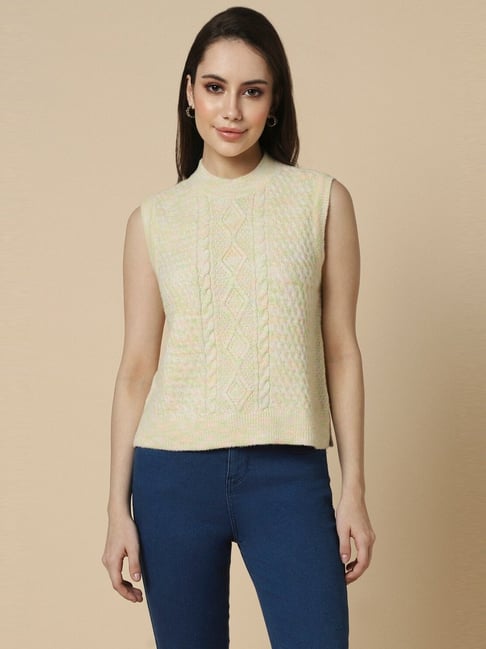 Allen Solly Beige Crochet Pattern Sweater-picture-41
