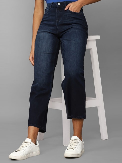 Plain High Rise Parallel Jeans For Women-pokeht.vn