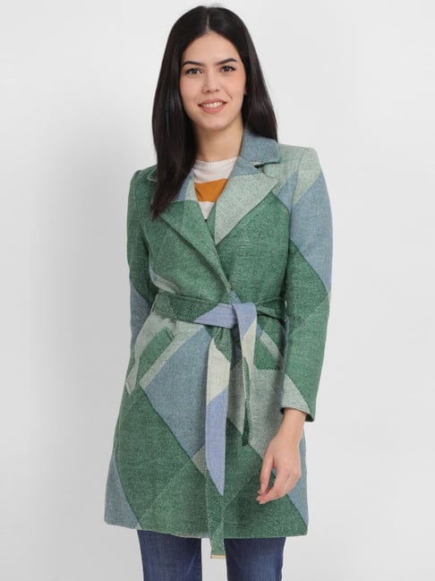 Allen Solly Green Printed Long Jacket