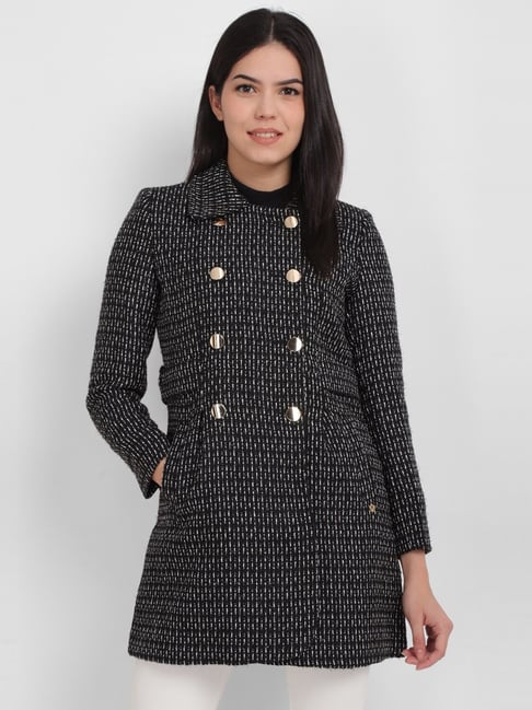 Allen Solly Black Striped Long Jacket-picture-38