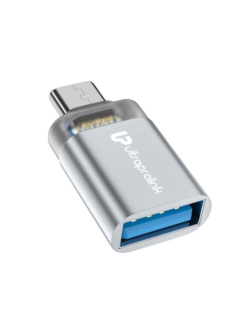 ULTRAPROLINK C-Adapt, Type C 3.1 Male OTG Adapter to USB A 3.0 Female (Silver)