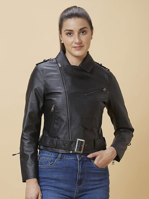 Buy Being Human Black Shirt Collar Jacket for Women Online Tata CLiQ