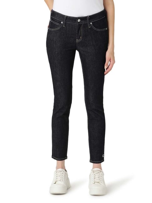 Calvin Klein Jeans Skinny Rinse Hem Embro Rinse Washed Mid