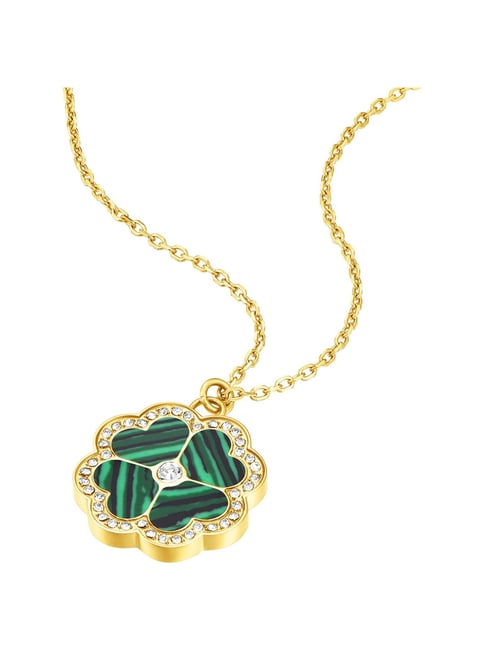 Malachite Clover Necklace Set w/ Gold Tassels | Necklace set, Clover  necklace, Gold tassel