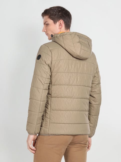 Buy Arrow New York Khaki Regular Fit Quilted Hooded Jacket for Mens Online Tata CLiQ