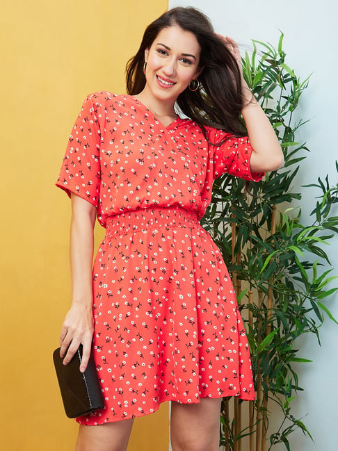 Buy Globus Red Floral Print Fit & Flare Dress for Women Online @ Tata CLiQ