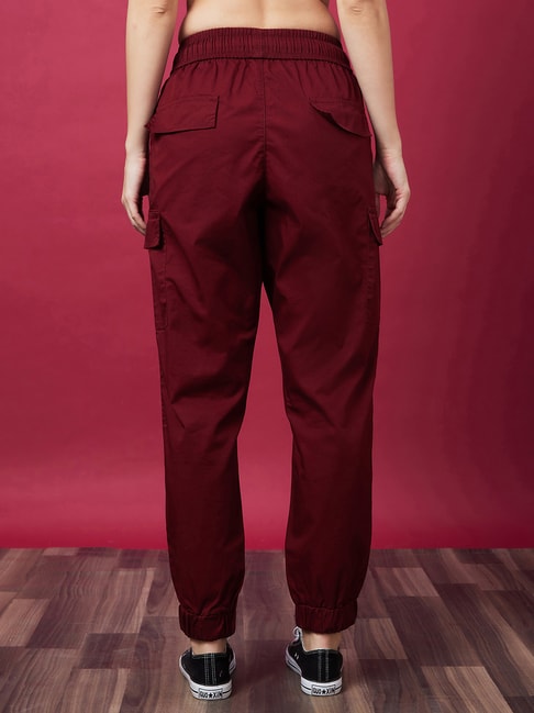 Buy online Men Burgundy Solid Cotton Cargos Casual Trouser from Bottom Wear  for Men by House Of Rp for ₹999 at 60% off | 2024 Limeroad.com