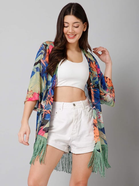 PURYS Multicolored Floral Print Shrug-picture-29