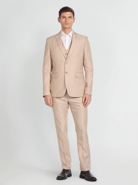 Arrow Beige Regular Fit Three Piece Suit-picture-20