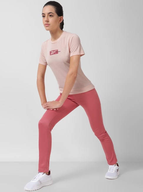 Sports Clothing Rayon Workout Clothes Reebok Pink Logo Print