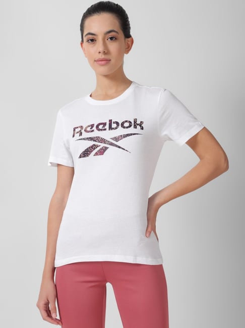 Reebok White Cotton Logo Print Sports T-Shirt-picture-14