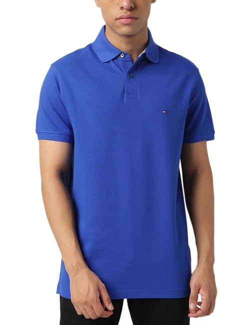 Tommy Hilfiger Ultra Blue Cotton Regular Fit Polo T Shirt