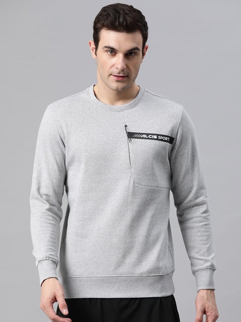 ALCIS Light Grey Regular Fit Printed Sweatshirt-picture-17