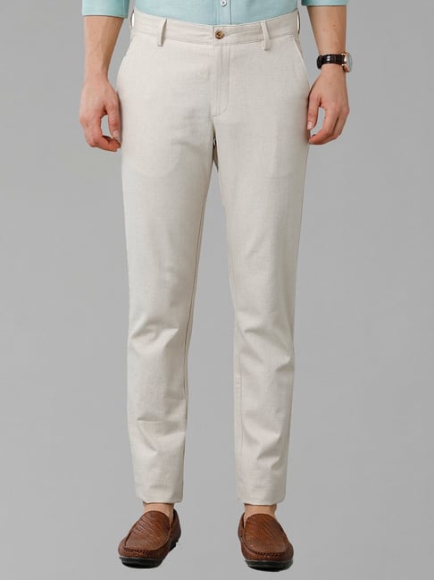 Buy Off-white Solid Trousers Online - Aurelia