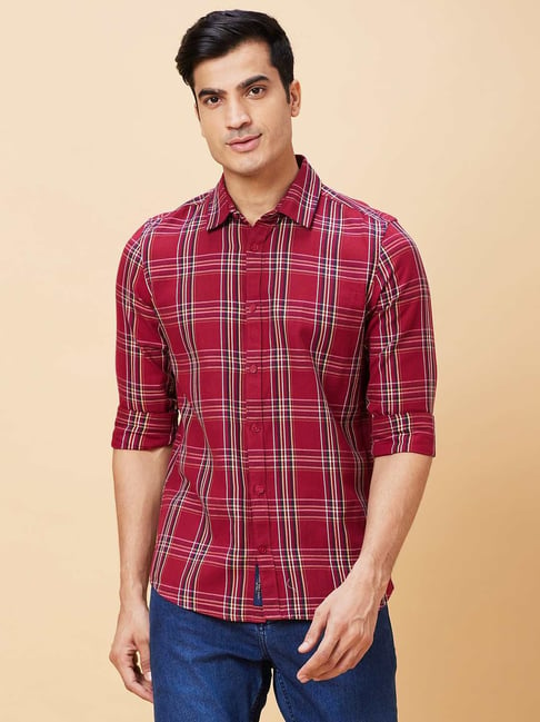 being human red check shirt